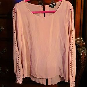 Ladies Blush Nude Studded Split Sleeve Top sz L